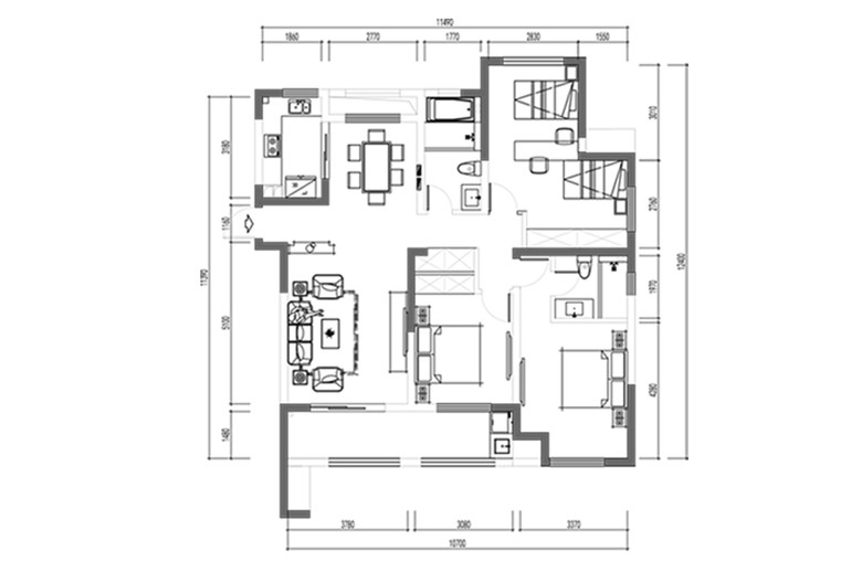 免費下載三居室戶型CAD平面方案設(shè)計圖_dwg格式_編號28840028及軟件開發(fā)應(yīng)用